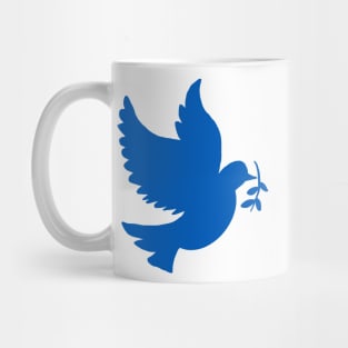 Pattern of white peace doves on blue Mug